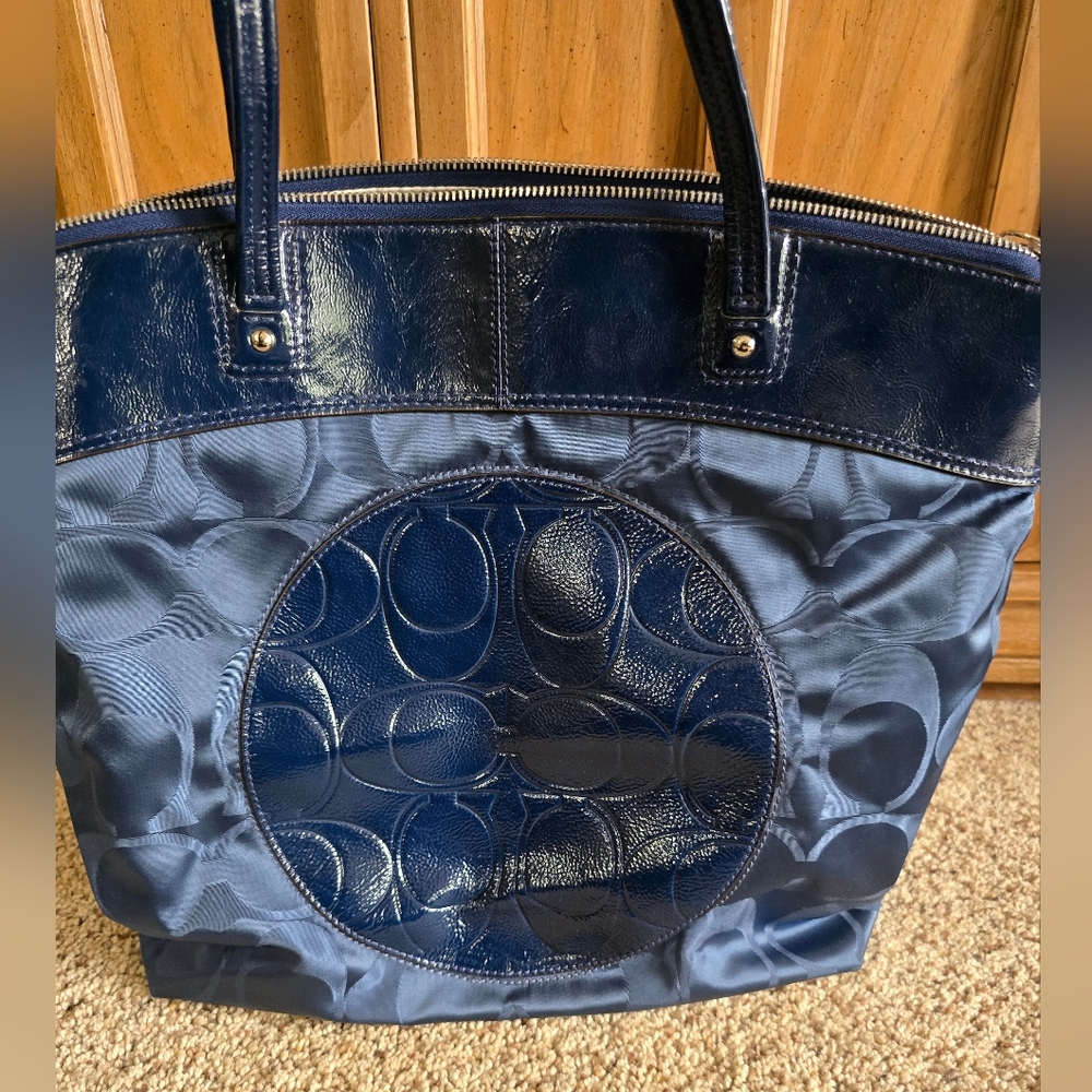 Coach Laura Signature Navy Tote Bag